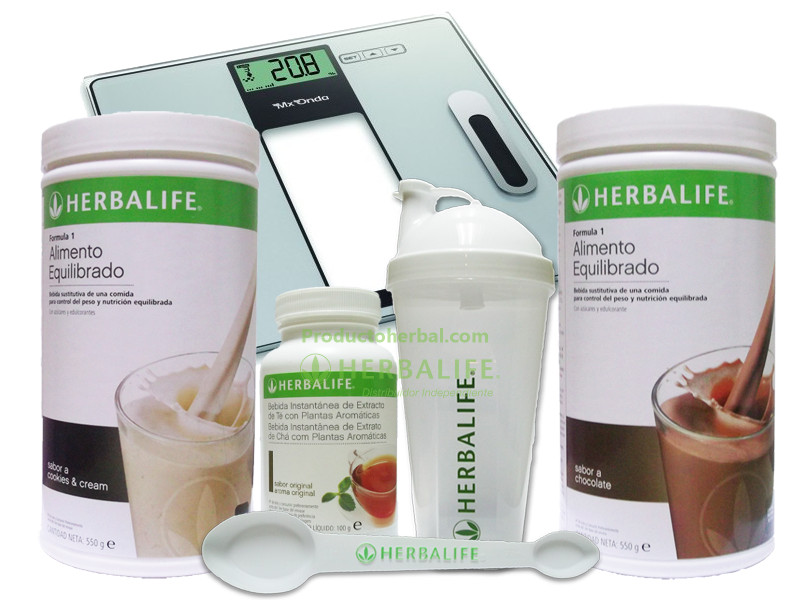 Herbalife pack básico de productos para perder peso con accesorios para tomar los batidos Herbalife